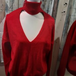 Cyrus Bold Red Turtleneck Neck Sweater